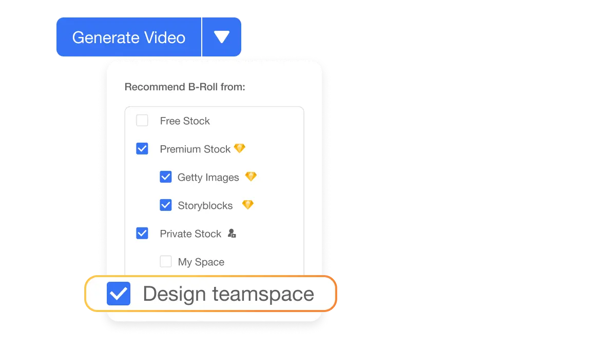 Easily pull clips from Visla's Private Stock into any video project for a more efficient workflow.